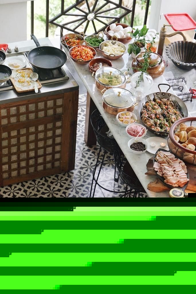 Buffet spread at Casa Luisa with an array of Filipino dishes